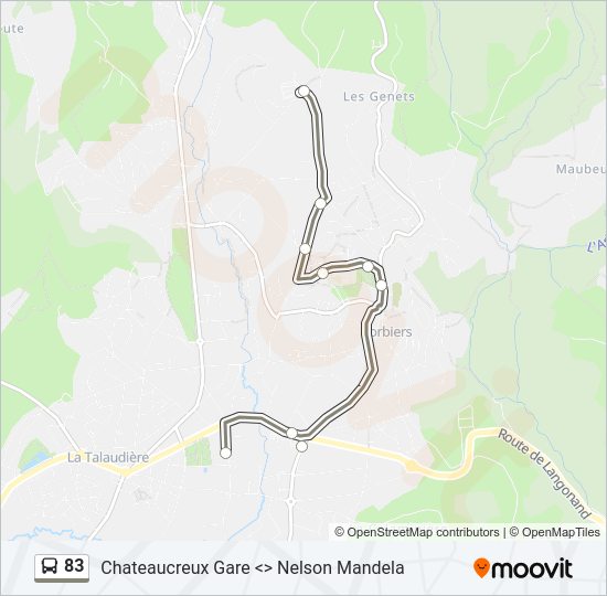 Plan de la ligne 83 de bus