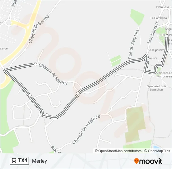 TX4 Bus Line Map