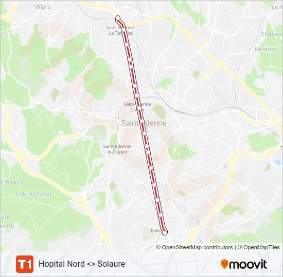 T1 Light Rail Line Map