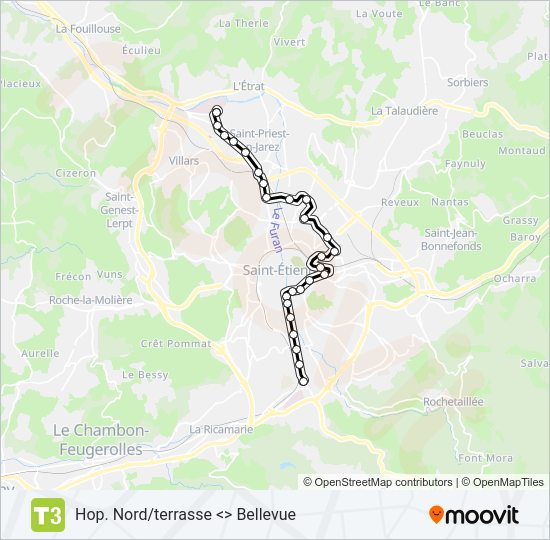 Plan de la ligne T3 de tram