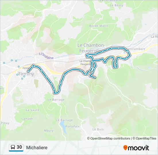 Plan de la ligne 30 de bus