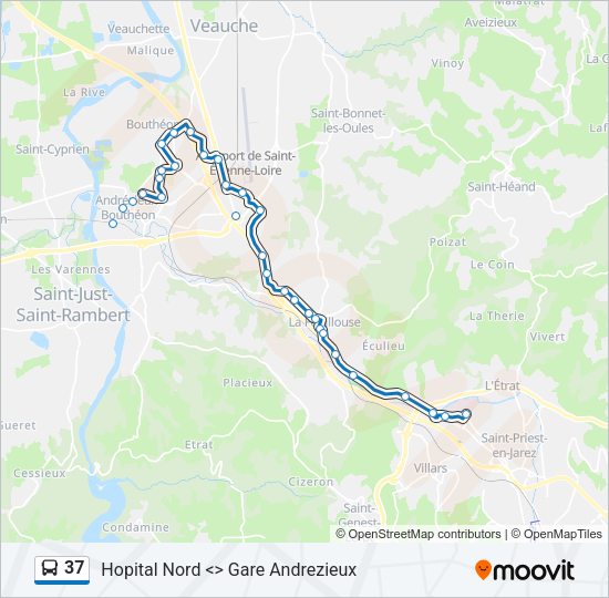 Plan de la ligne 37 de bus