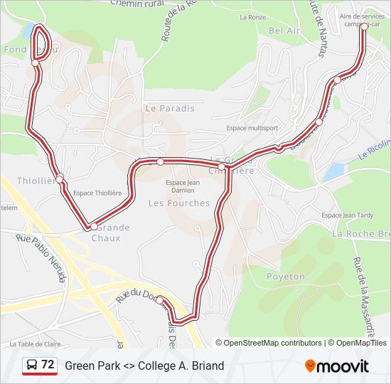 Plan de la ligne 72 de bus