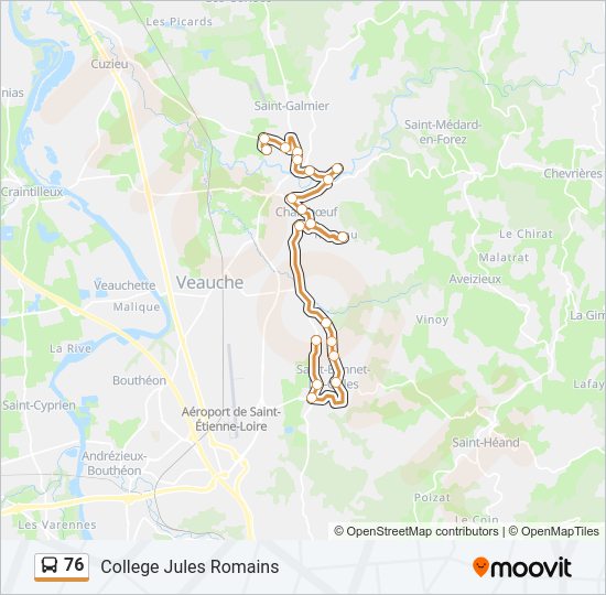 Plan de la ligne 76 de bus