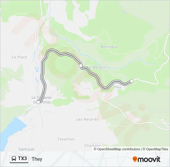 TX3 Bus Line Map