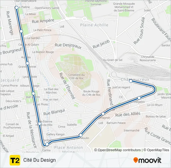T2 Light Rail Line Map