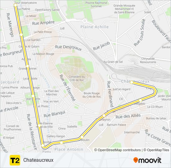 T2 light rail Line Map