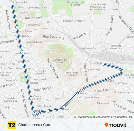 T2 Light Rail Line Map