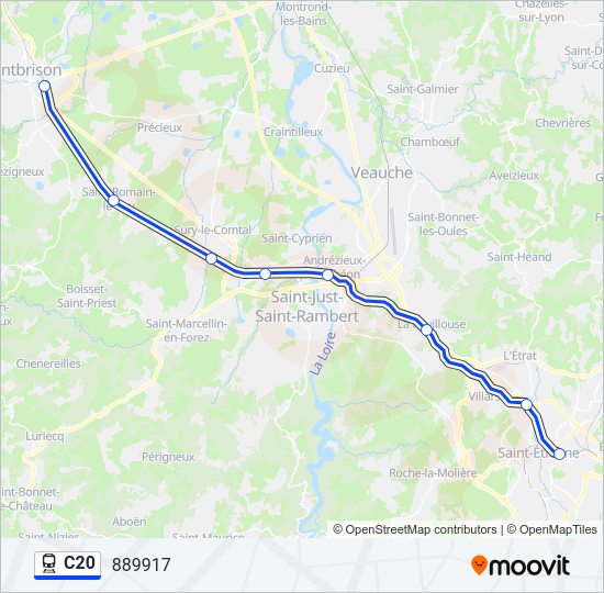 Plan de la ligne C20 de train