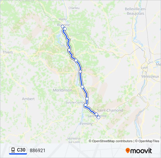 Plan de la ligne C30 de train
