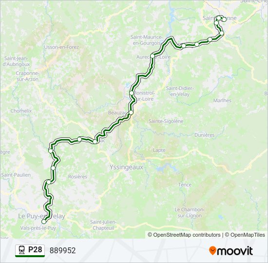 Plan de la ligne P28 de train
