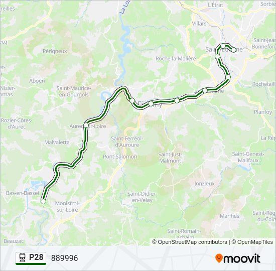 Plan de la ligne P28 de train
