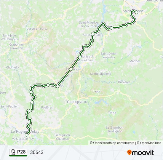 Plan de la ligne P28 de train