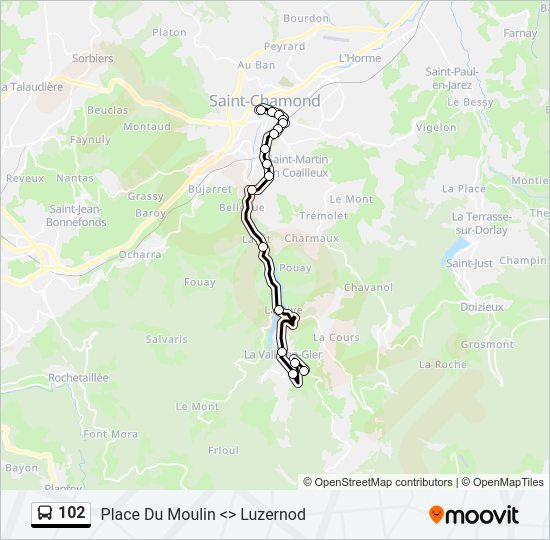 Mapa de 102 de autobús