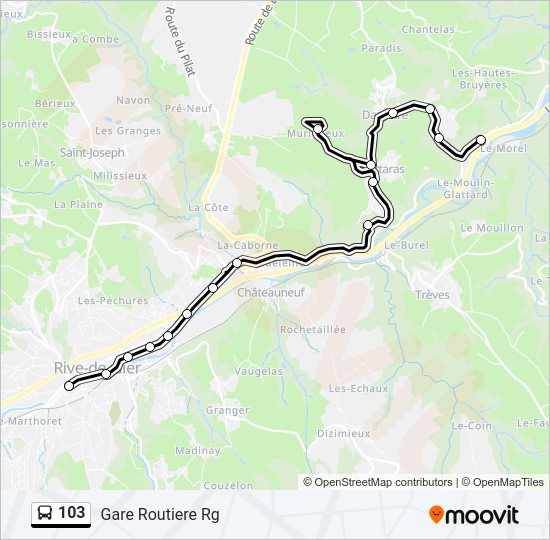 Plan de la ligne 103 de bus