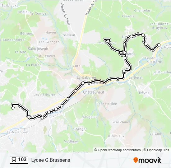 Plan de la ligne 103 de bus