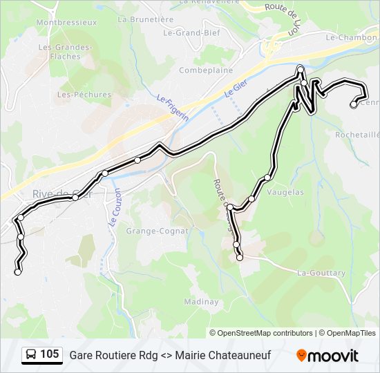 Plan de la ligne 105 de bus