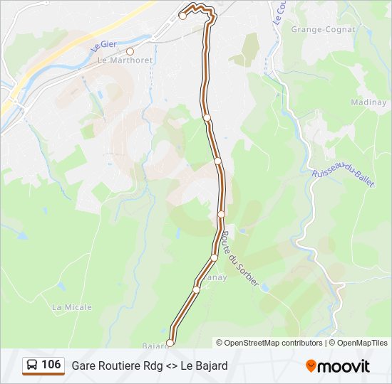 Plan de la ligne 106 de bus