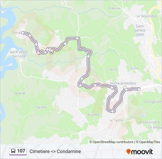 Plan de la ligne 107 de bus