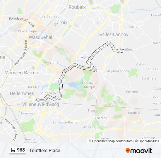 Plan de la ligne 968 de bus