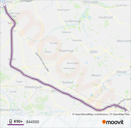 K90+ Train Line Map
