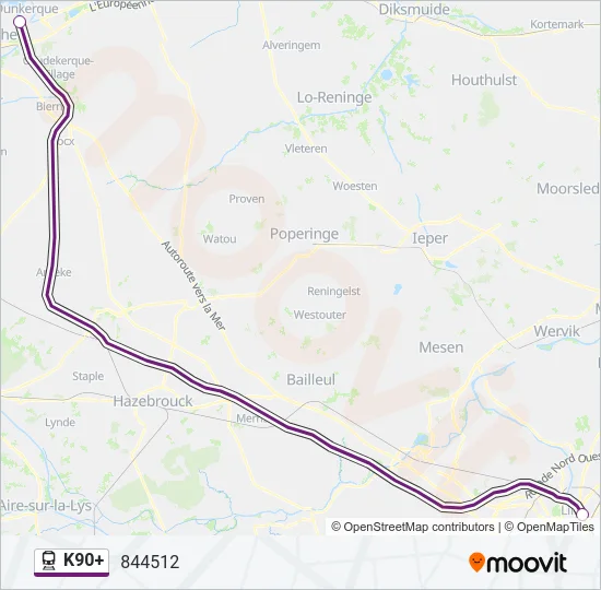 K90+ Train Line Map