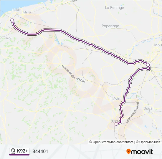 K92+ Train Line Map