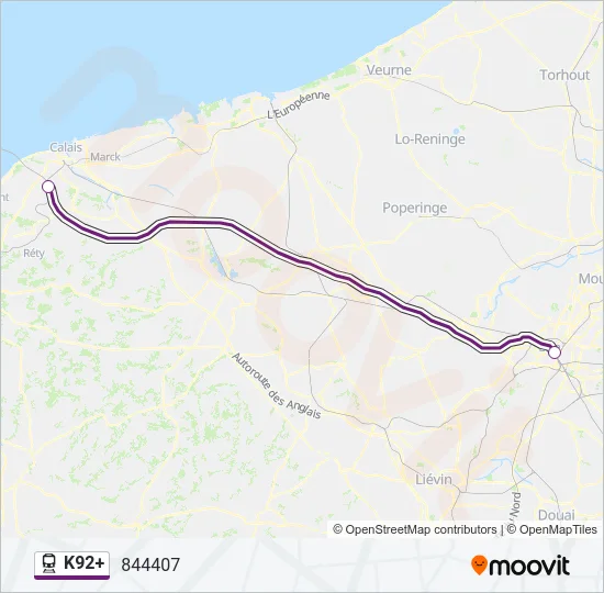 K92+ Train Line Map