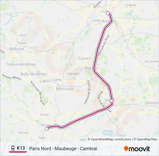 K13 Train Line Map