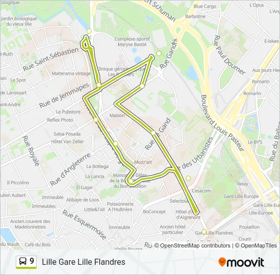 9 Bus Line Map