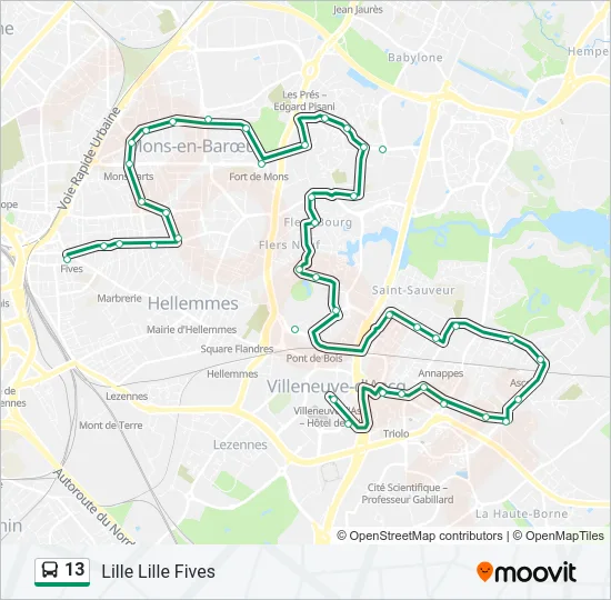 13 Bus Line Map