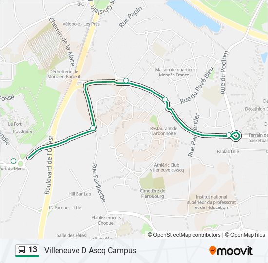 13 bus Line Map