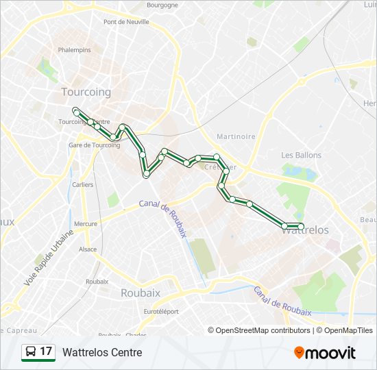 Plan de la ligne 17 de bus