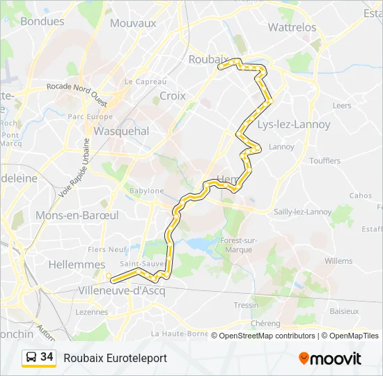 34 Bus Line Map