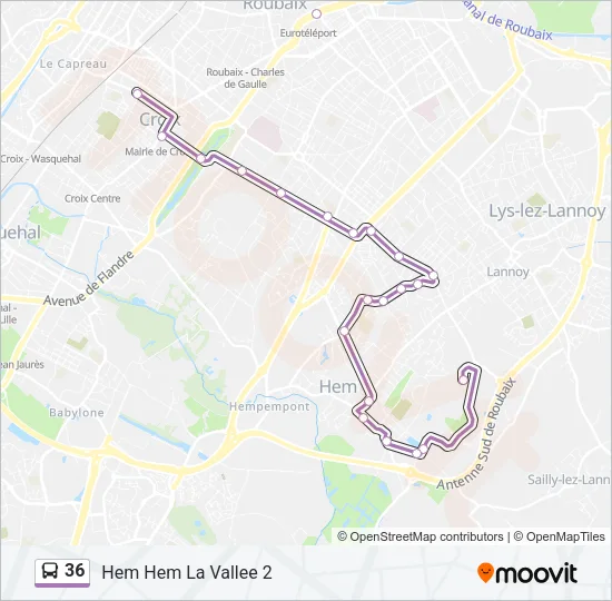 36 Bus Line Map