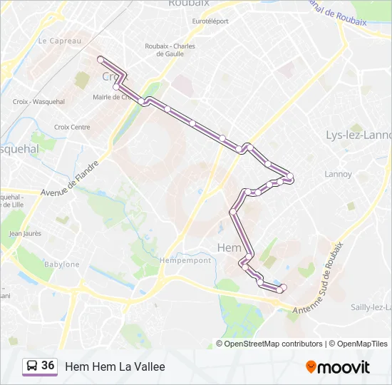 36 Bus Line Map