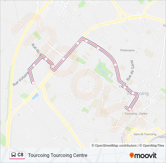 Plan de la ligne C8 de bus