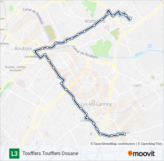 Plan de la ligne L3 de bus