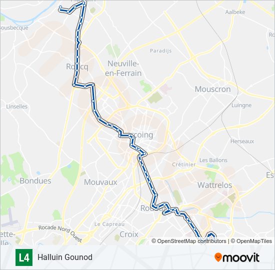 Plan de la ligne L4 de bus