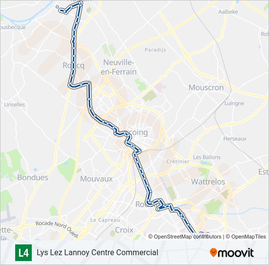 Plan de la ligne L4 de bus