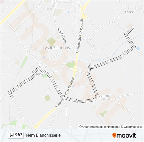 Plan de la ligne 967 de bus