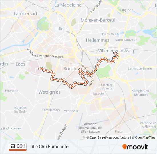 Mapa de CO1 de autobús