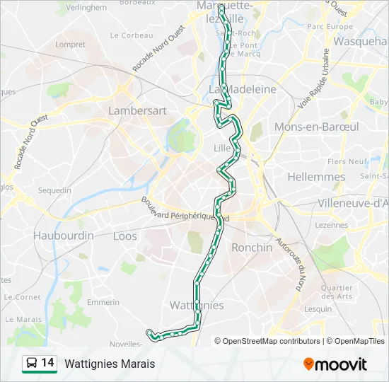 14 Bus Line Map