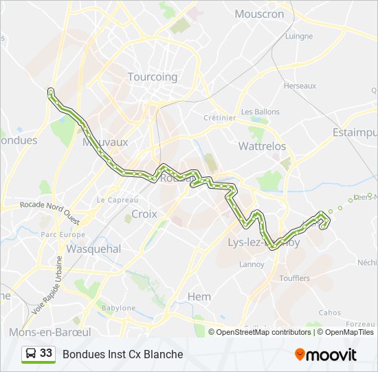 Plan de la ligne 33 de bus