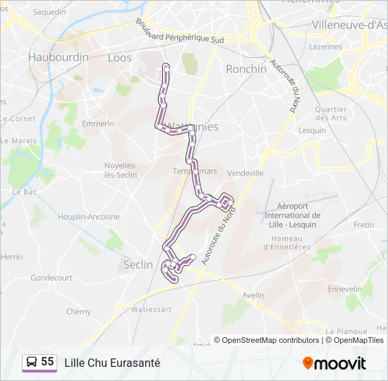 55 Bus Line Map