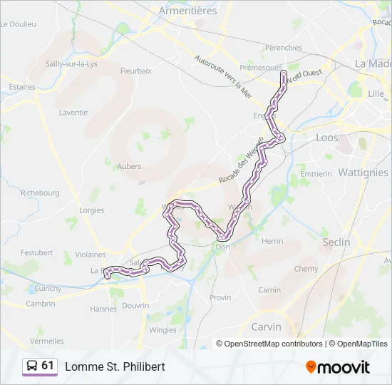 61 Bus Line Map