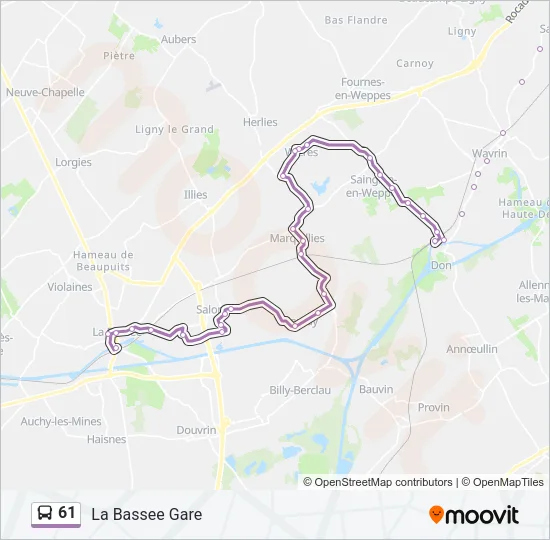 61 Bus Line Map