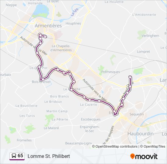 65 Itinéraire: Horaires, Arrêts & Plan - Lomme St. Philibert (mis à Jour)