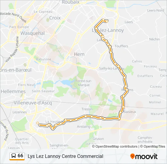 66 Bus Line Map
