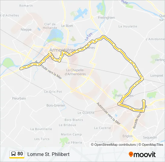 80 Bus Line Map